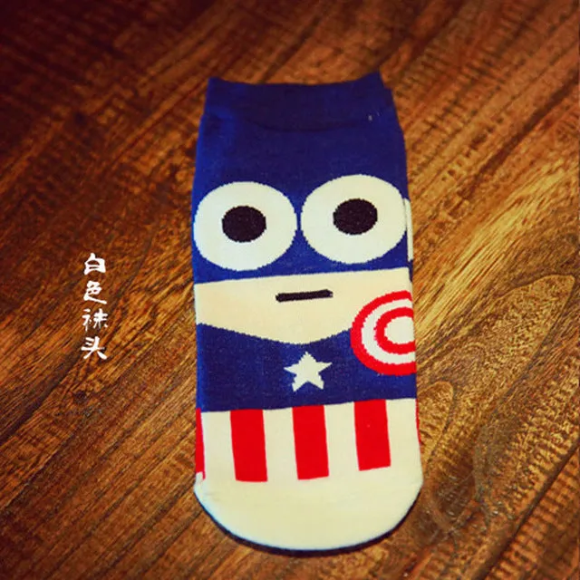 36-43 Summer Men Harajuku Socks Hip Hop Ninja Batman Superman SpiderMan Captain America Avengers Short Novelty Sokken D129