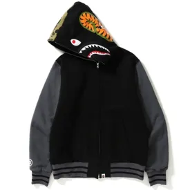 A Bathing Ape Shark Varsity Hoodie Jacket- Black