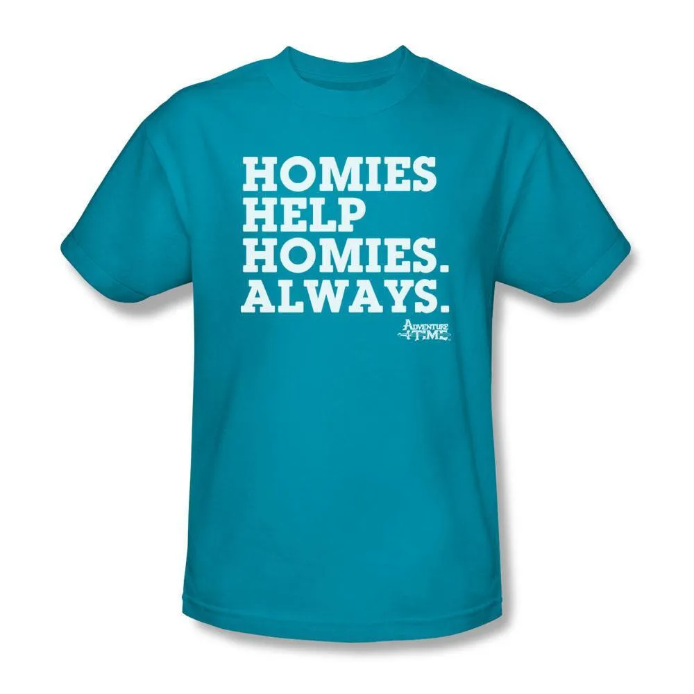 Adventure Time Homies Help Homies Adult Turquoise T-shirt