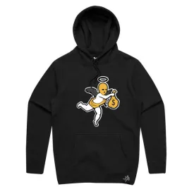 AJ4RT-LT Chenille Patch Angel Black Hoodie - HW