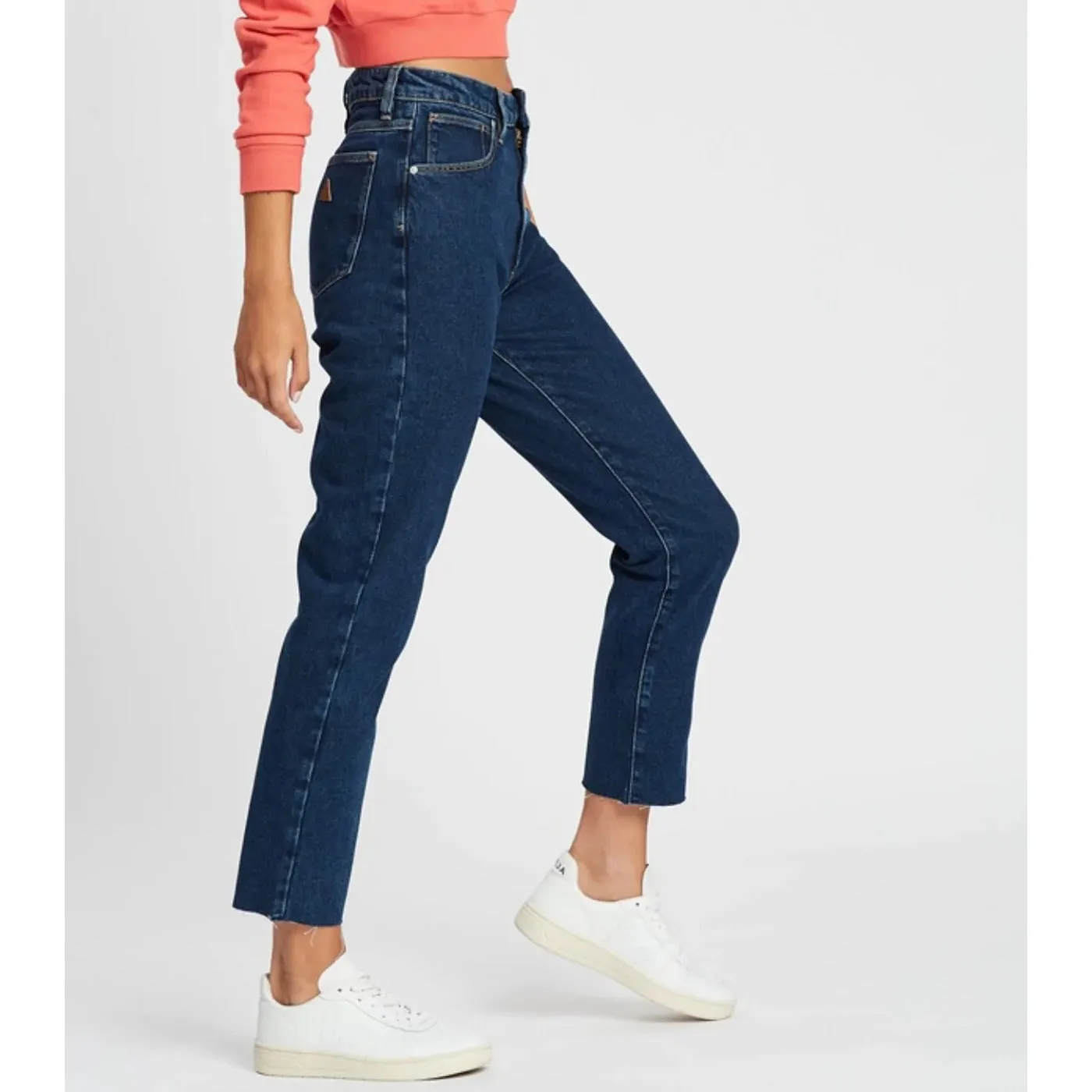 & Blue High Rise Straight Jeans