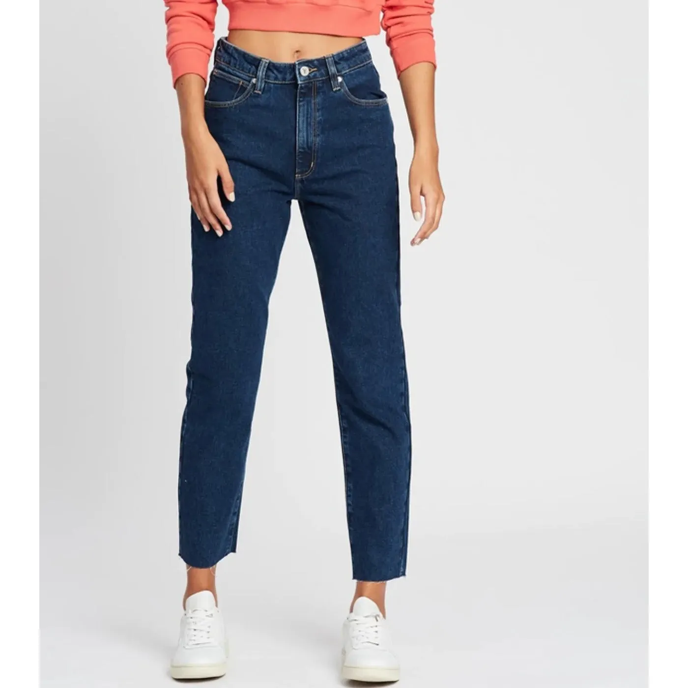 & Blue High Rise Straight Jeans