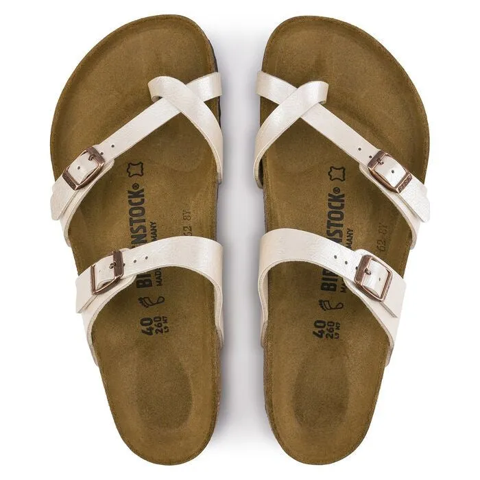 Birkenstock Mayari Birko Flor Birkibuc Graceful Pearl White Regular Width