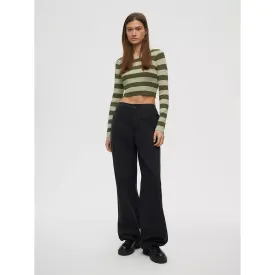 Black Elastic Wide Leg Denim Trousers