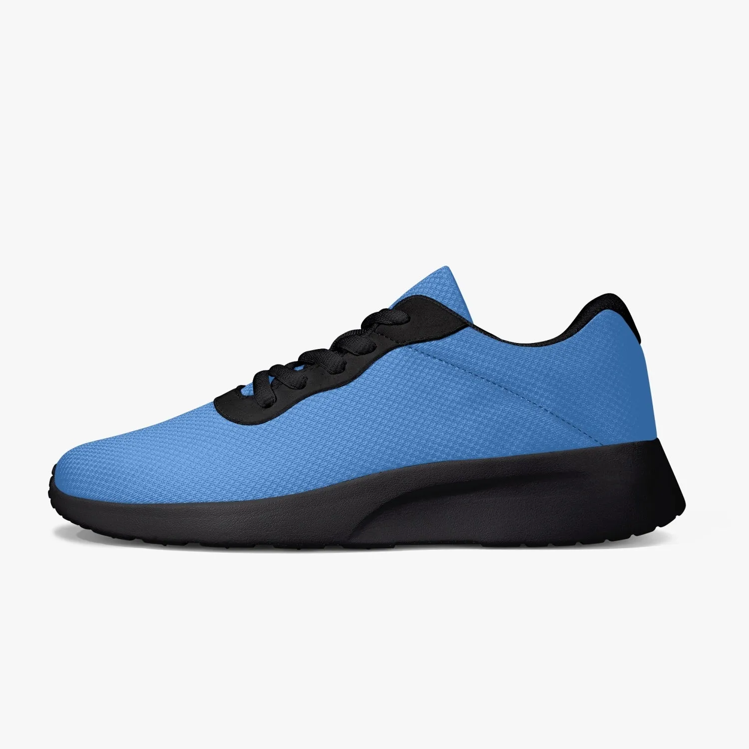 Blue Solid Color Unisex Kicks, Soft Solid Color Best Lifestyle Unisex Casual Designer Mesh Running Shoes With Black Soles