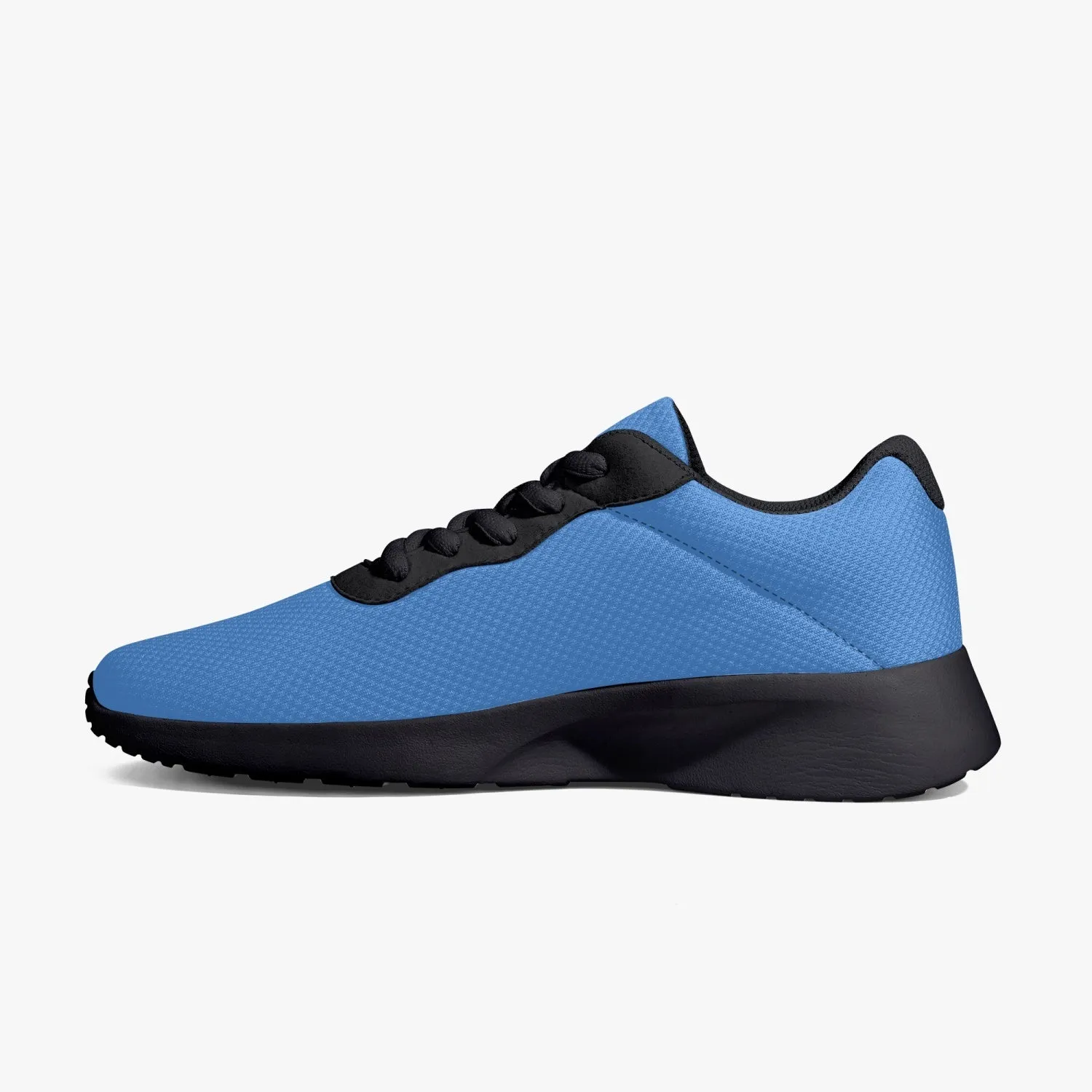 Blue Solid Color Unisex Kicks, Soft Solid Color Best Lifestyle Unisex Casual Designer Mesh Running Shoes With Black Soles