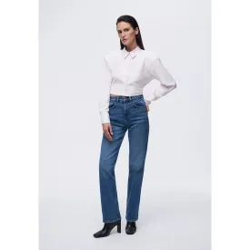 Blue Straight Fit Mid Rise Jeans