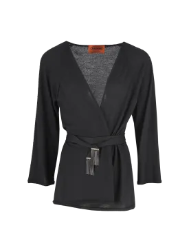 cashmere-silk belted cardigan