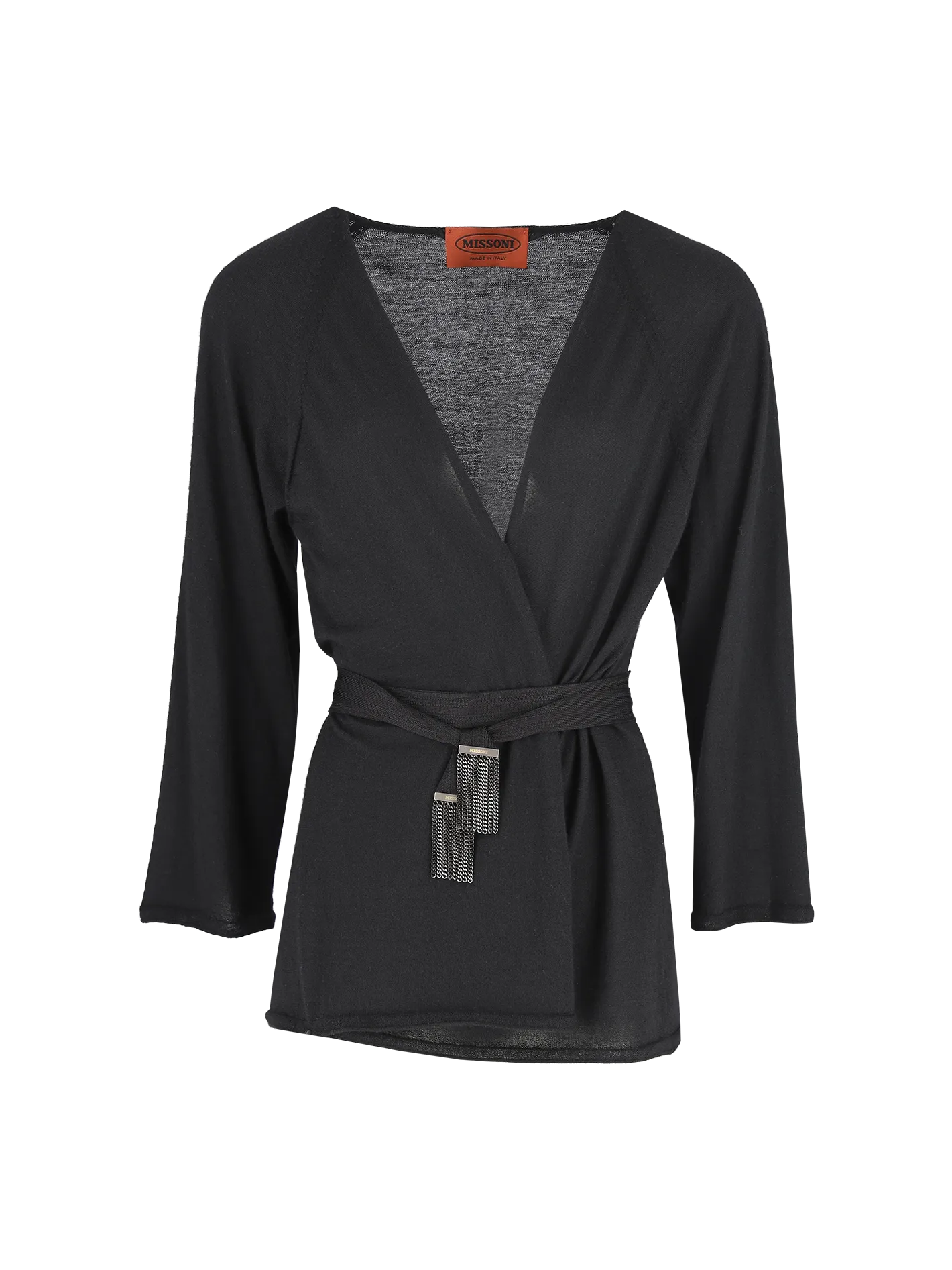 cashmere-silk belted cardigan