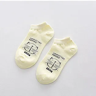 CAT good quality Solid Thin Short Women's Socks Female Cotton Low Cut Ankle Socks Ladies Colorful Cute Socks Boat1pair=2pcs WS73