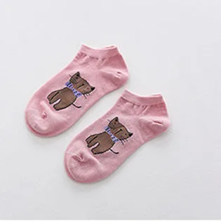 CAT good quality Solid Thin Short Women's Socks Female Cotton Low Cut Ankle Socks Ladies Colorful Cute Socks Boat1pair=2pcs WS73