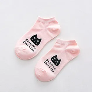 CAT good quality Solid Thin Short Women's Socks Female Cotton Low Cut Ankle Socks Ladies Colorful Cute Socks Boat1pair=2pcs WS73