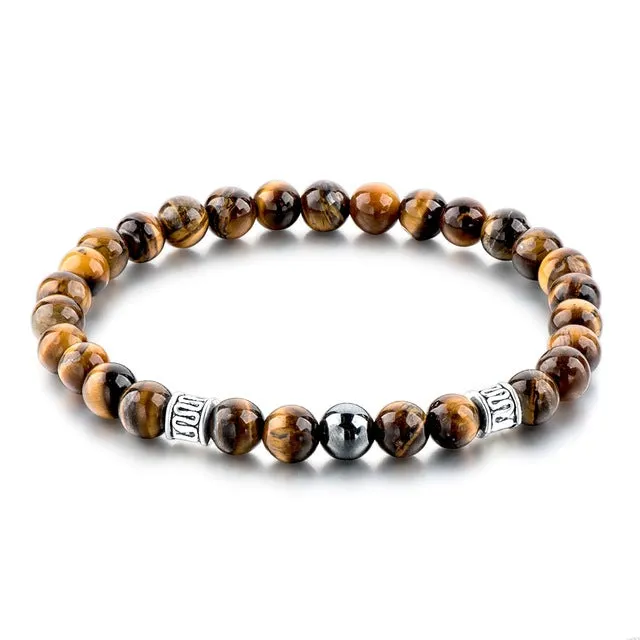 CHICVIE Tiger Eye Natural Beads Men Strand Bracelets & Bangles Silver color Bracelets With Stones Brand Jewelry SBR160124