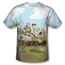 Clarence, Jeff and Sumo Make a Boat Adult Sublimation Print T-Shirt