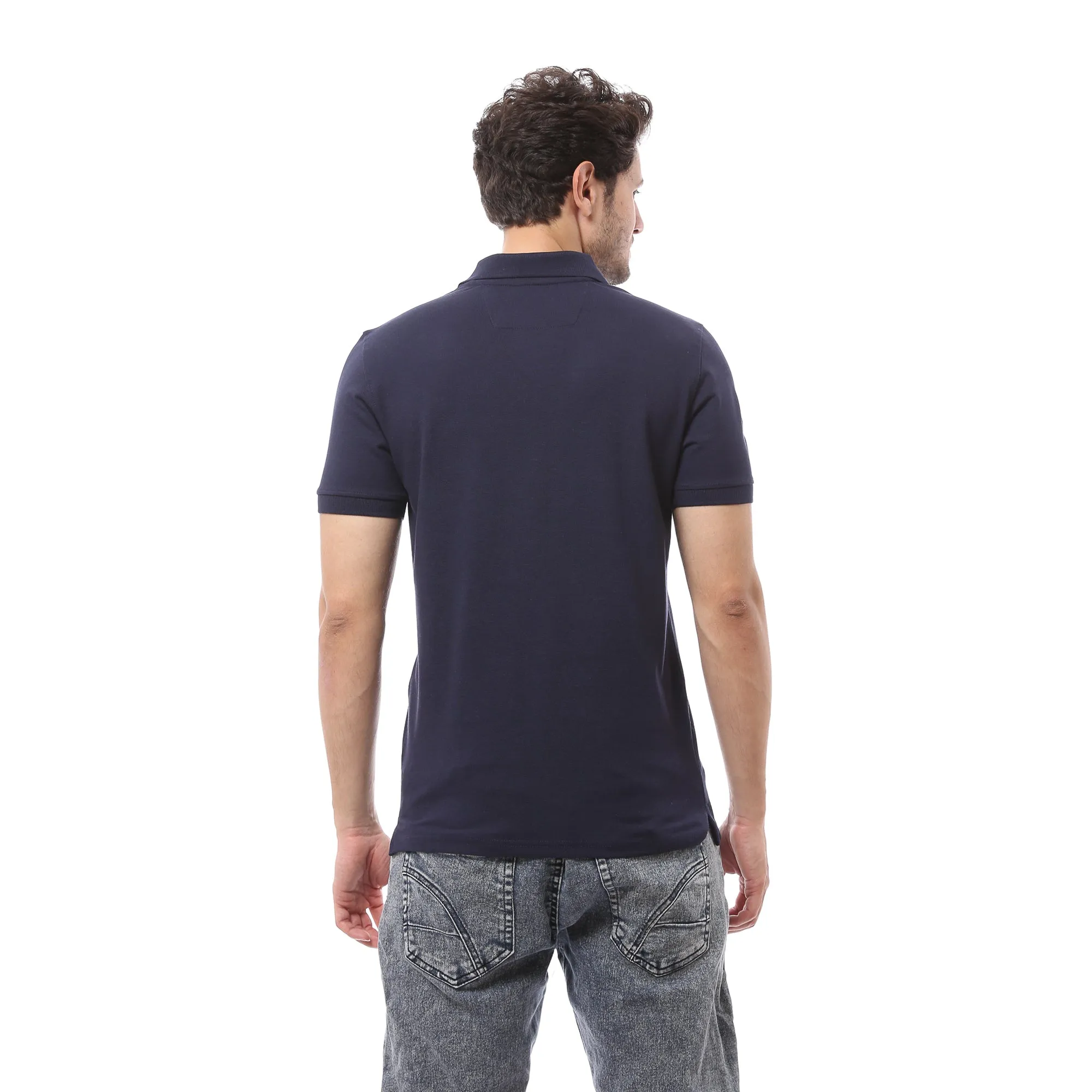 Classic Cotton Polo T-Shirt For Men - Navy Blue