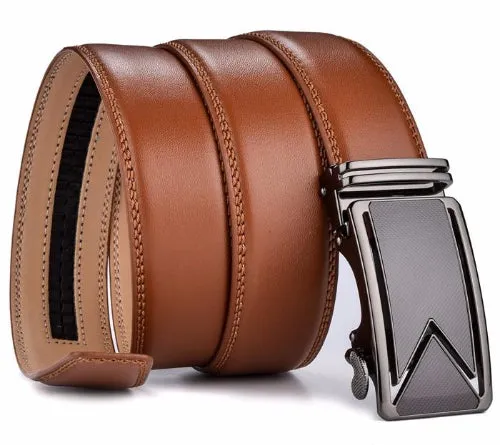 Classy Men Brown Leather Dress Belt