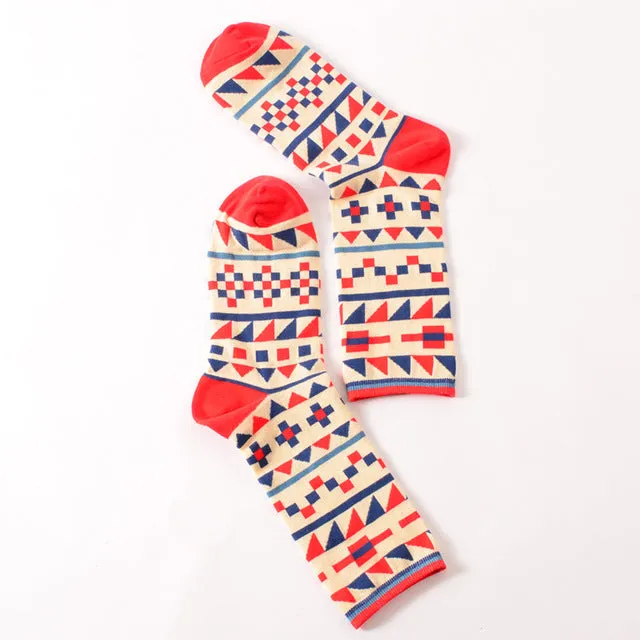 Colour crew cotton happy socks men/women british style casual harajuku designer brand fashion novelty art for couple funny