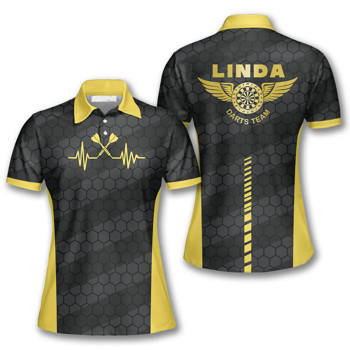 Darts Heartbeat Honeycomb Pattern Custom Darts Shirts for Women