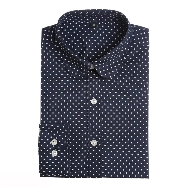 Dioufond Polka Dot Shirts Women Cotton Blouses Long Sleeve Ladies Tops Collar Shirt Female Plus Size 5XL Blusas Women Clothing