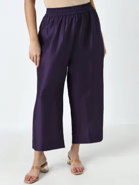 Diza Purple Solid High-Rise Palazzos