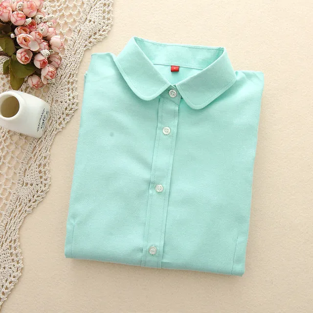 EYM Brand New Women Blouses Shirts Oxford Cotton Long Sleeve Ladies White Casual Shirt Plus Size Blouses Female Clothing Tops