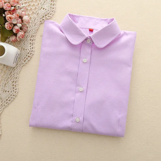 EYM Brand New Women Blouses Shirts Oxford Cotton Long Sleeve Ladies White Casual Shirt Plus Size Blouses Female Clothing Tops