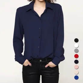 Fashion 2017 Women casual tops Long Sleeve Chiffon Shirt Blouse Simple spring autumn women's plus size blusas chemise femme