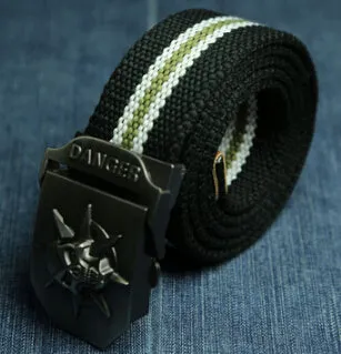 Fashion men's Canvas belt skull Metal tactics woven belt canvas belt Casual pants Cool wild gift for men belts Skull large size