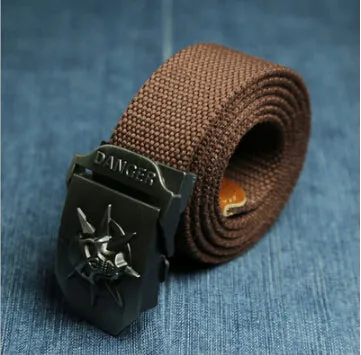 Fashion men's Canvas belt skull Metal tactics woven belt canvas belt Casual pants Cool wild gift for men belts Skull large size