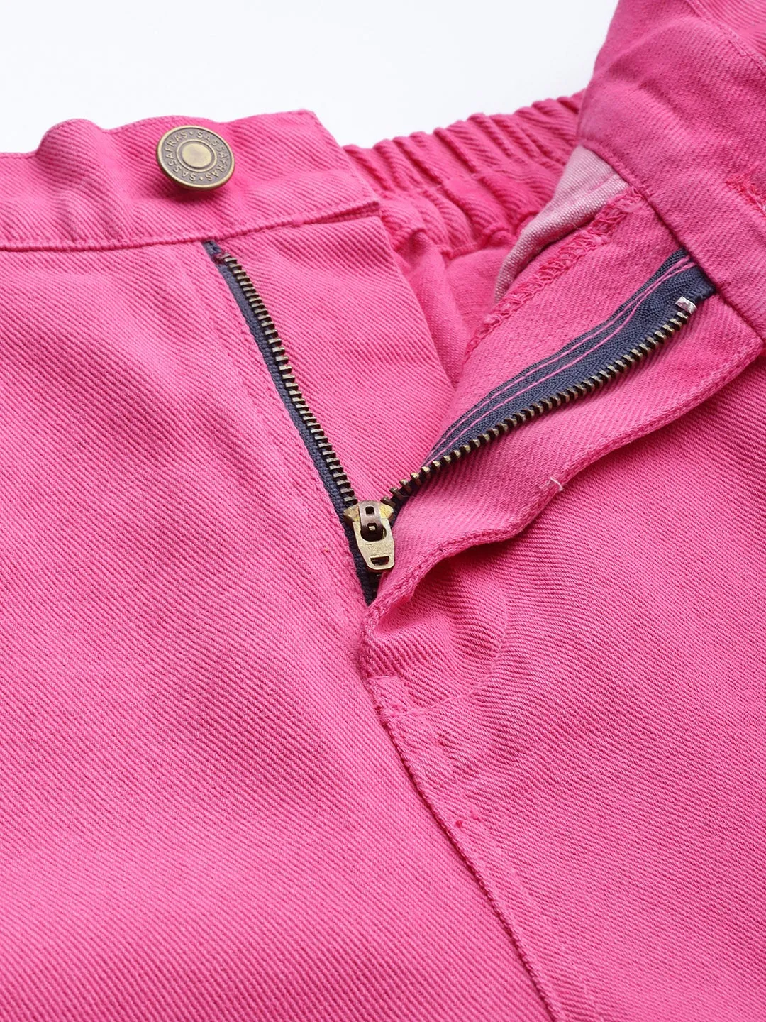 Fuchsia High Waist Distressed Knee Jeans