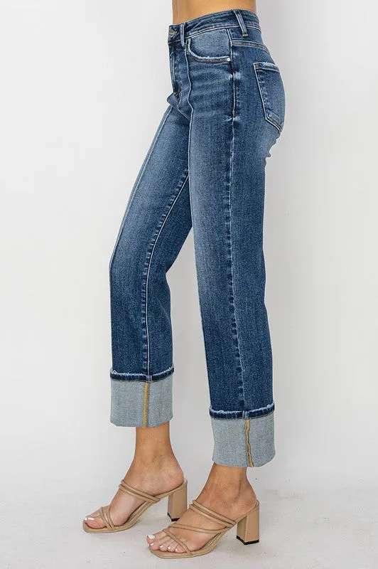 High Rise Ankle Straight Jeans