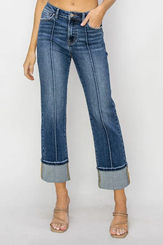 High Rise Ankle Straight Jeans