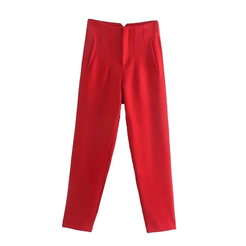 High Waist Formal Office Pants for Women - Slim Fit Pencil Trousers