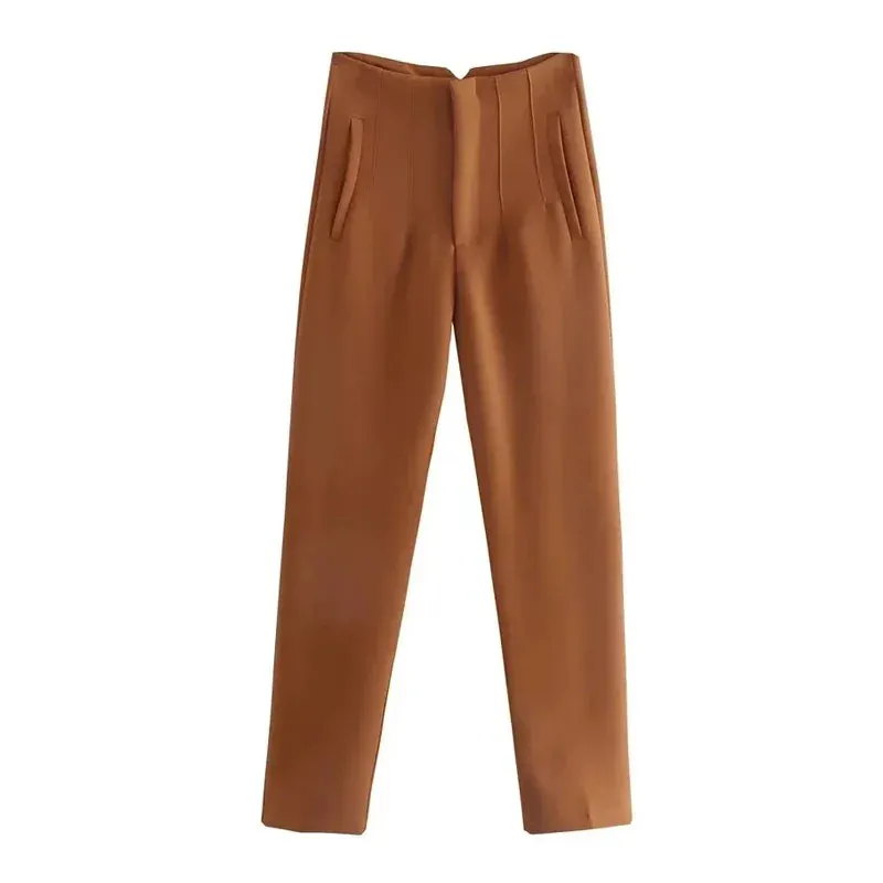 High Waist Formal Office Pants for Women - Slim Fit Pencil Trousers