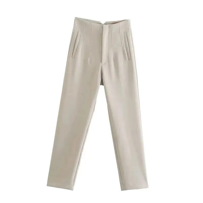 High Waist Formal Office Pants for Women - Slim Fit Pencil Trousers