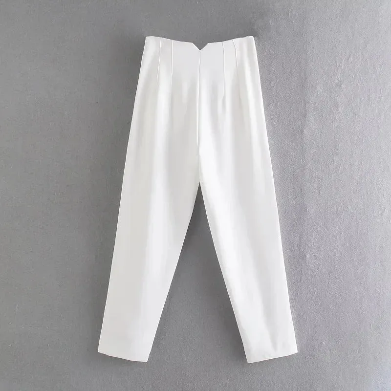 High Waist Formal Office Pants for Women - Slim Fit Pencil Trousers