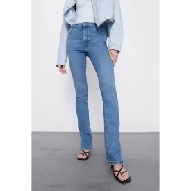 High Waist Split Skinny Blue jeans