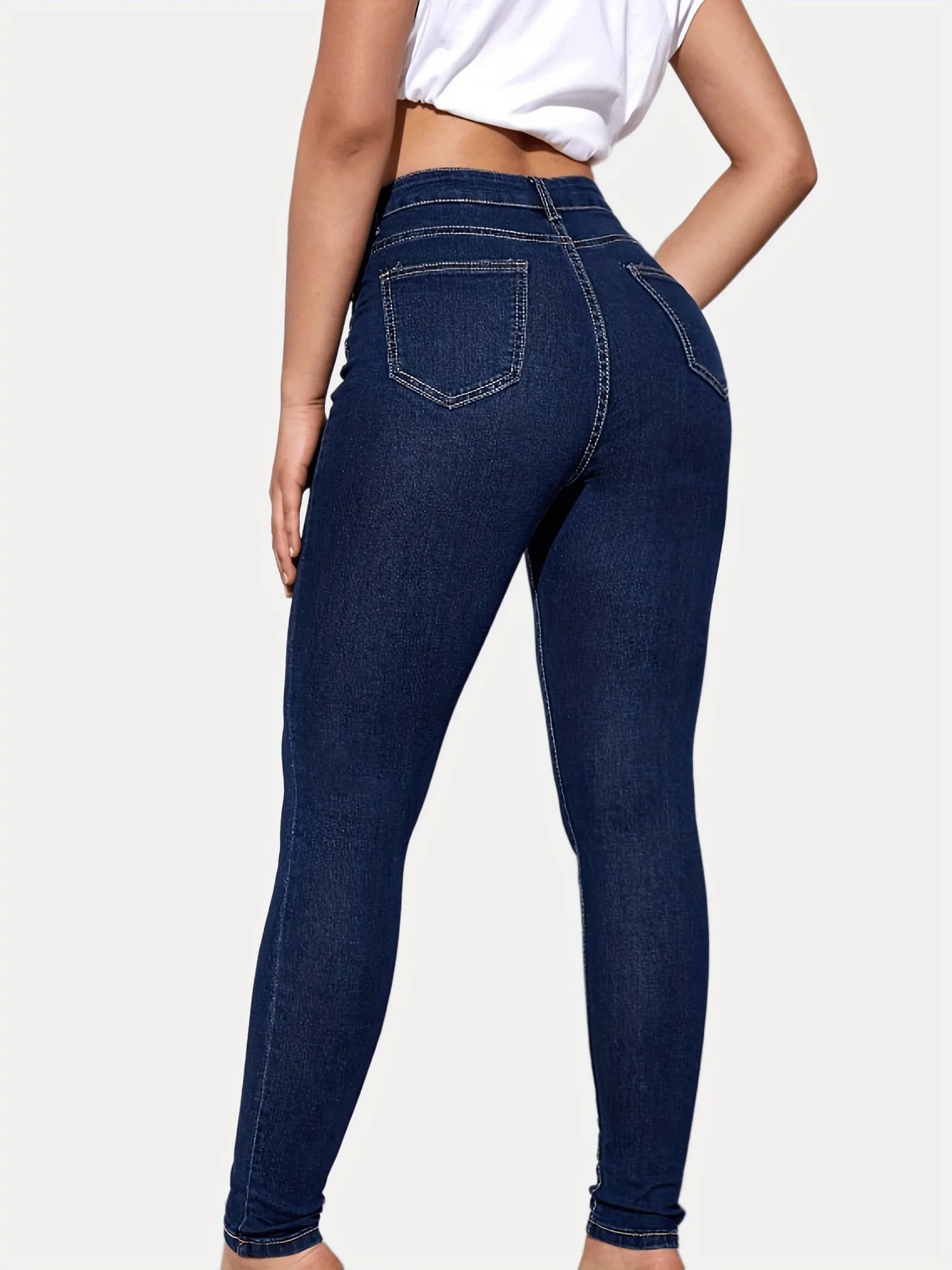 High Waist Stretchy Denim Pants Classic Skinny Jeans for Women