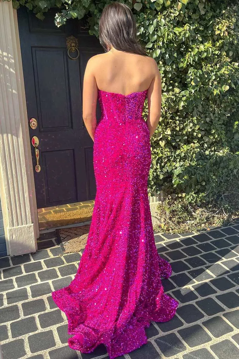 Hunter Green Sweetheart Mermaid Long Prom Dresses,Sparkly Sequin Formal Dresses