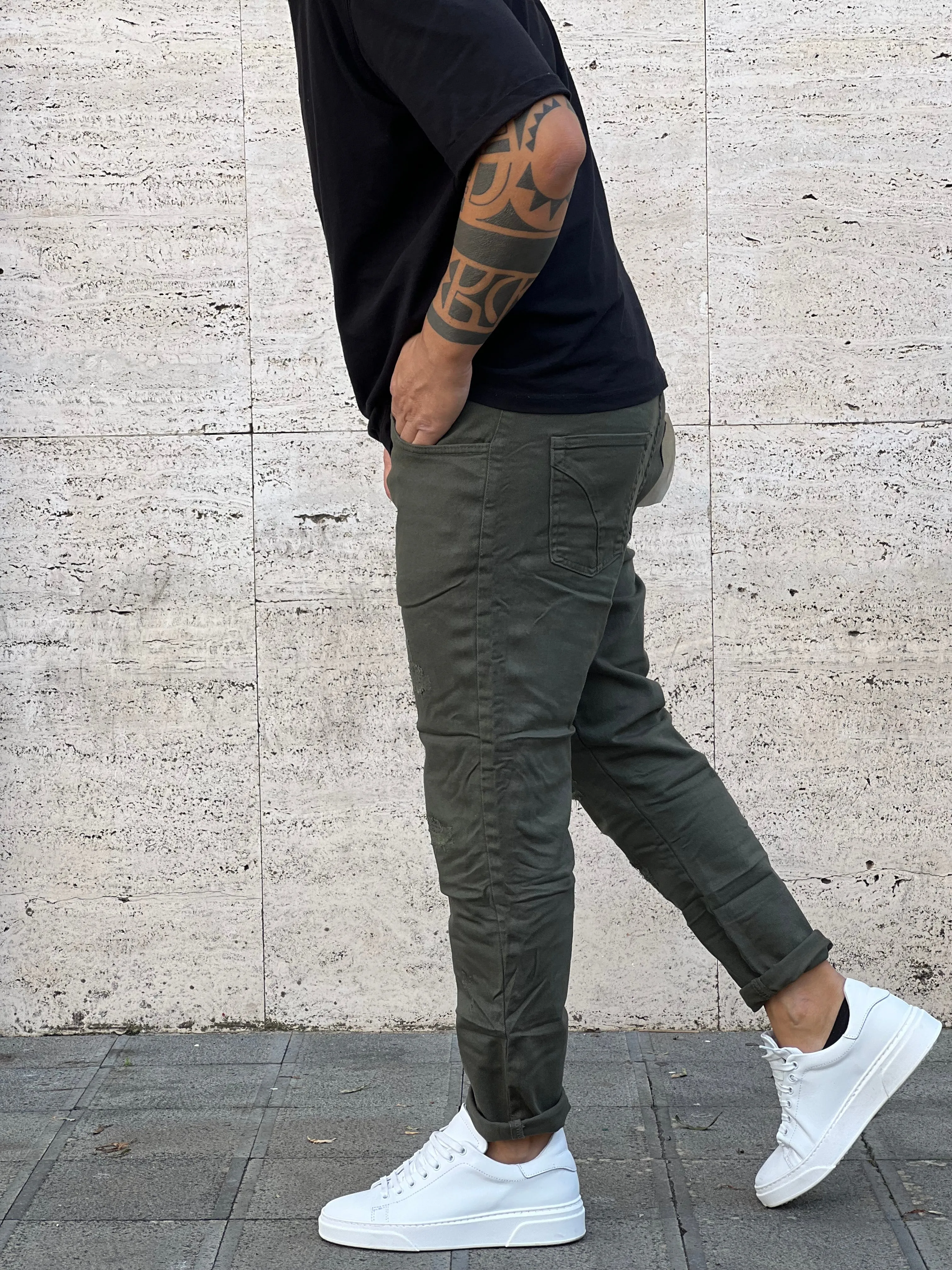 Jeans London verde militare