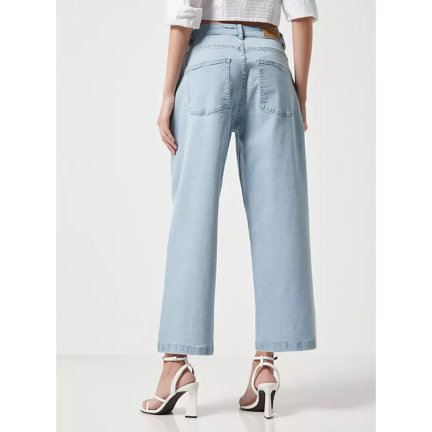 Light Blue High Rise Wide Leg Culotte Jeans