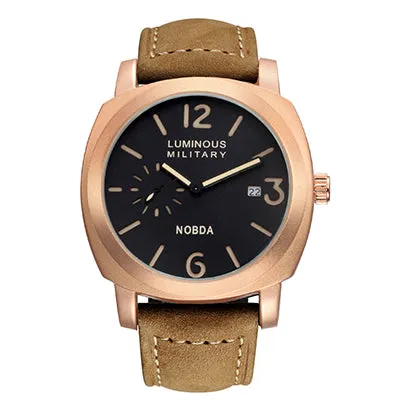 Men Watches Top Brand Luxury Leather Strap Sports Brown Army Military Quartz Watch Men Wrist Watch Clock Men's relogio masculino