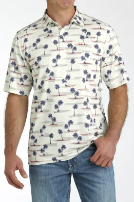 Men's Cinch Arenaflex Palm Tree Print Polo