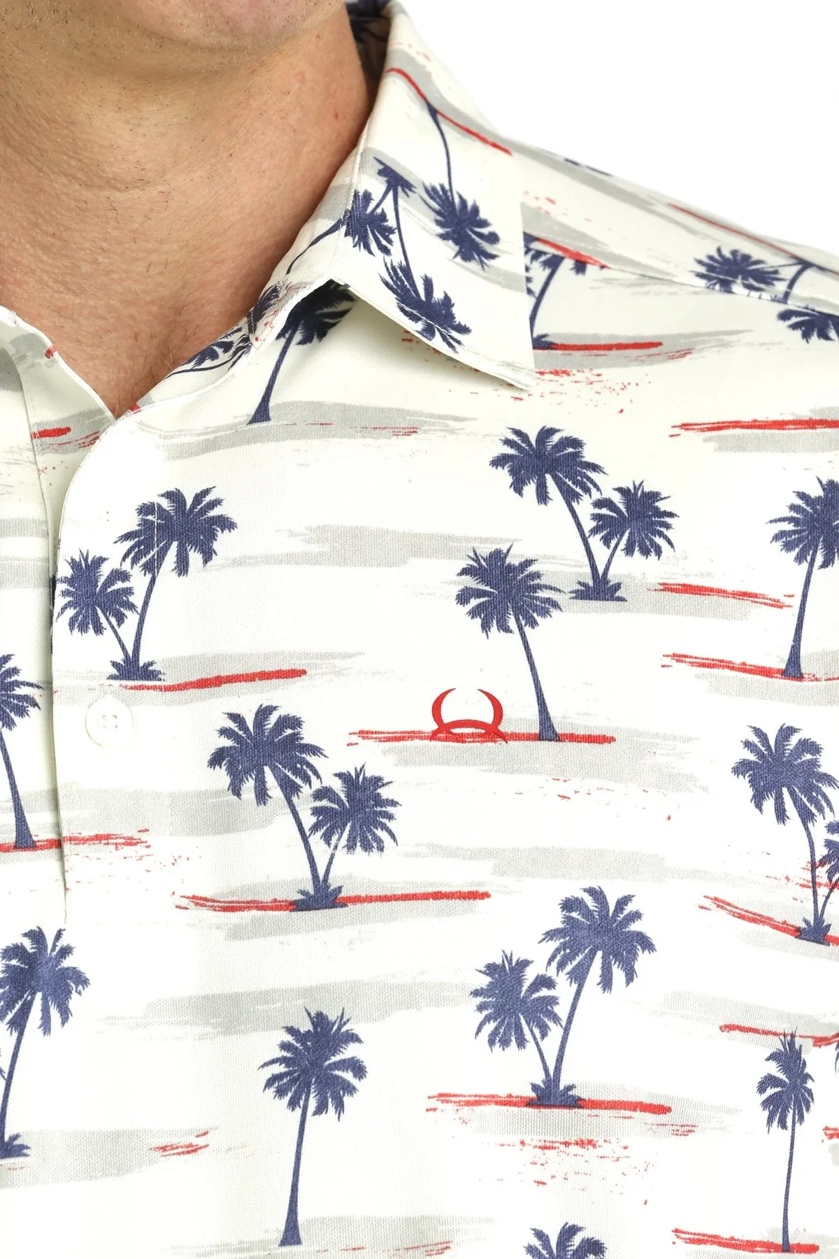 Men's Cinch Arenaflex Palm Tree Print Polo