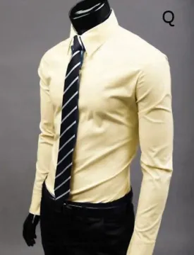 Mens Slim Fit Shirt Button Front Style