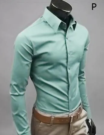 Mens Slim Fit Shirt Button Front Style