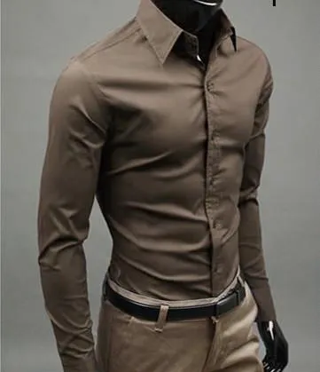 Mens Slim Fit Shirt Button Front Style