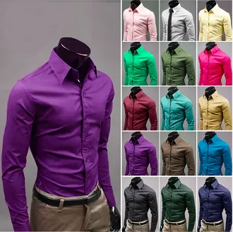 Mens Slim Fit Shirt Button Front Style