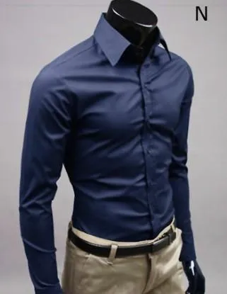 Mens Slim Fit Shirt Button Front Style