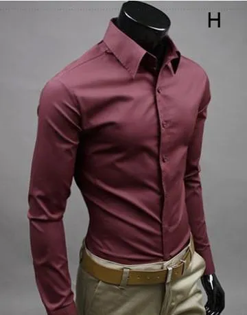 Mens Slim Fit Shirt Button Front Style